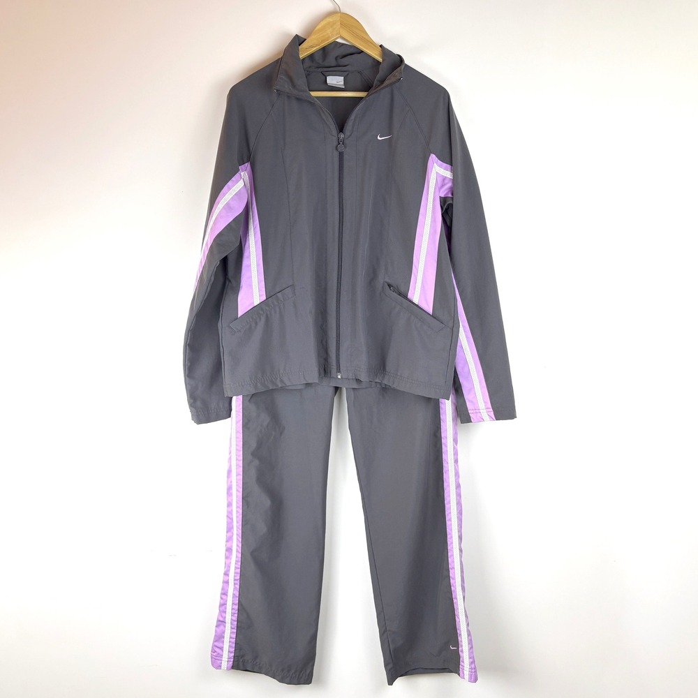 Nike Vintage Tracksuit Set  Large Gray Purple Full Zip Jacket Pants L